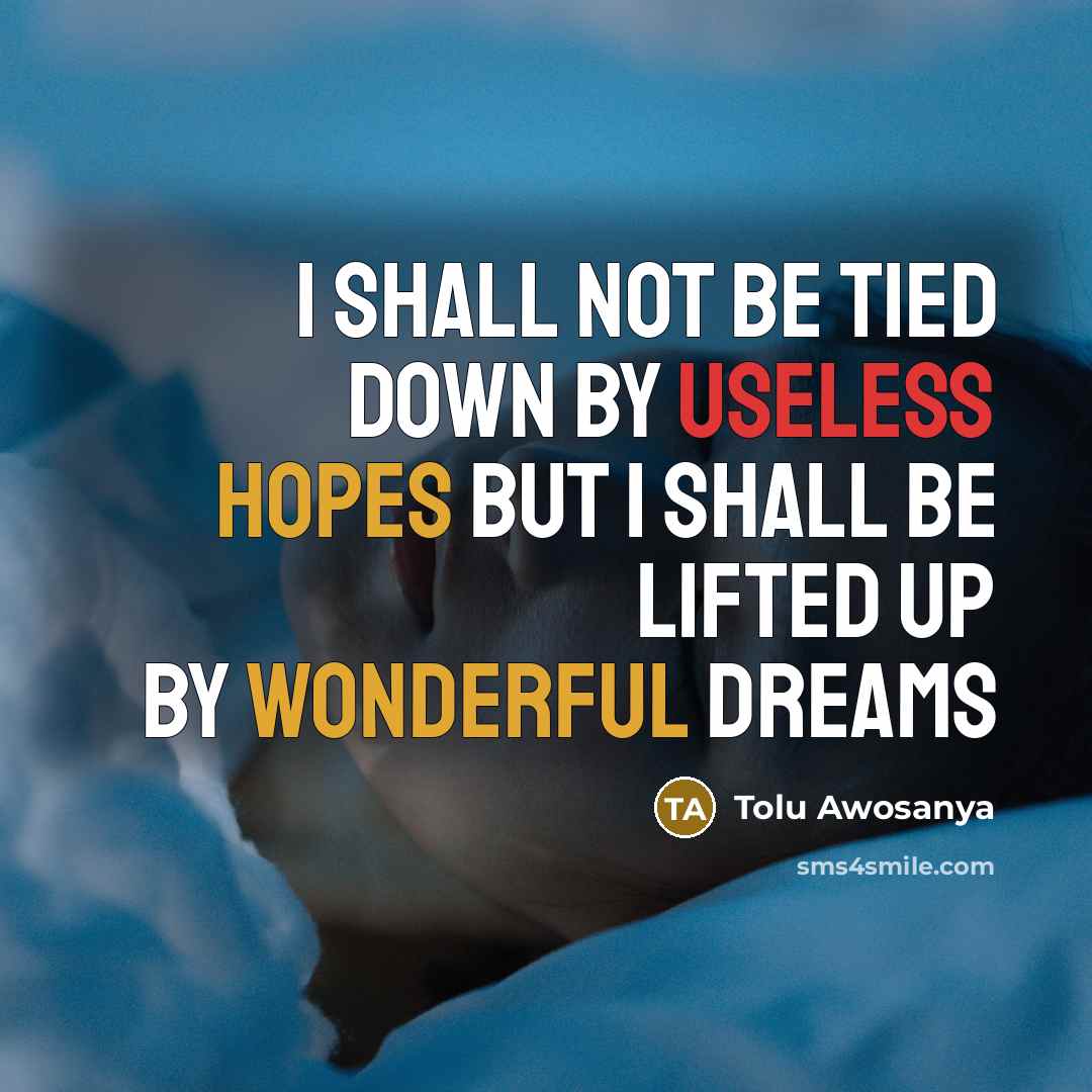 “I shall not be tied down by useless hopes but I shall be lifted up by wonderful dreams” quote by Tolu Awosanya