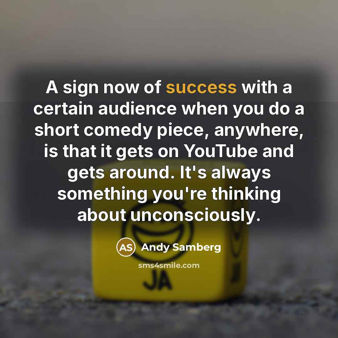 “A sign now of success with a certain audience when…” quote by Andy Samberg