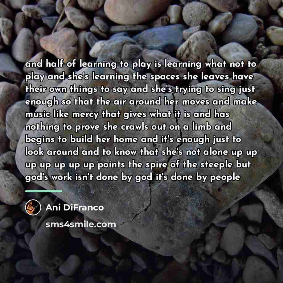 “and half of learning to play is learning what not…” quote by Ani DiFranco