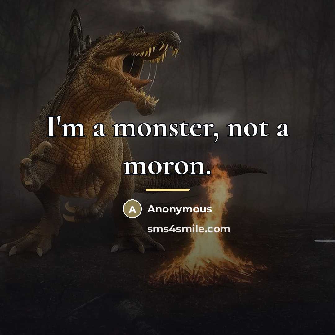 “I'm a monster, not a moron.…” quote by Anonymous