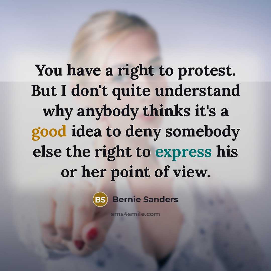 “You have a right to protest. But I don't quite…” quote by Bernie Sanders