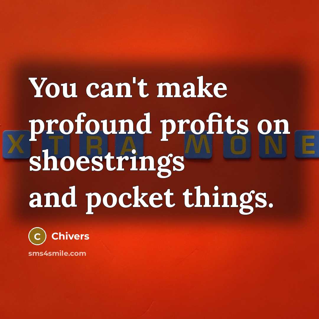 “You can't make profound profits on shoestrings and pocket things.” quote by Chivers