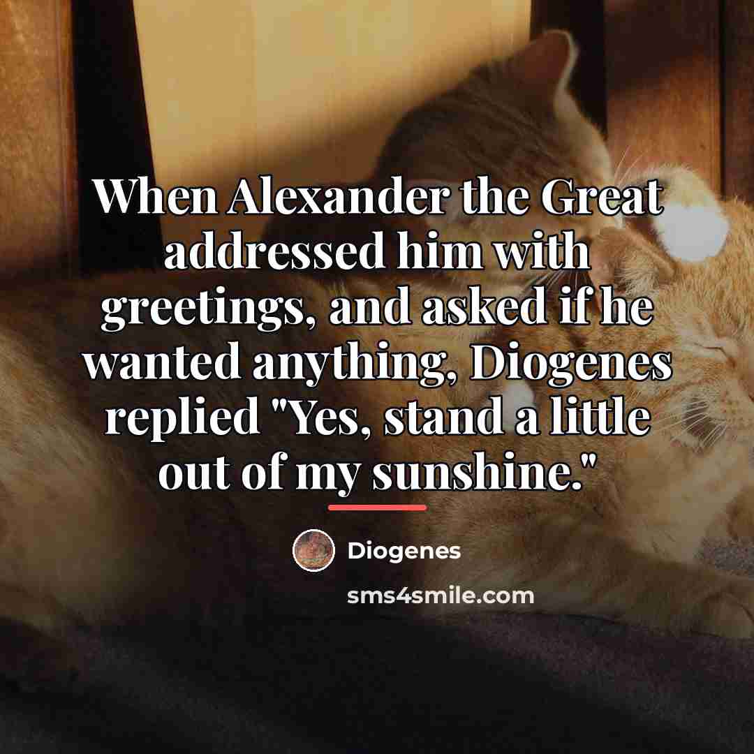 “When Alexander the Great addressed him with greetings, and asked…” quote by Diogenes