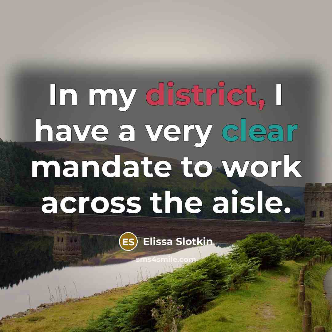 “In my district, I have a very clear mandate to…” quote by Elissa Slotkin
