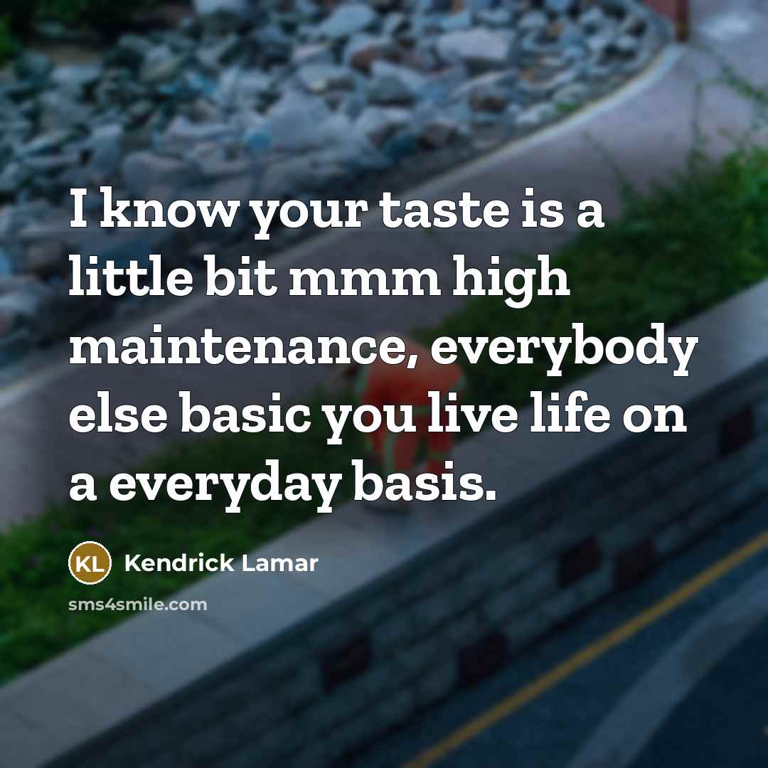 “I know your taste is a little bit mmm high maintenance, everybody else basic you live life on a everyday basis.” quote by Kendrick Lamar