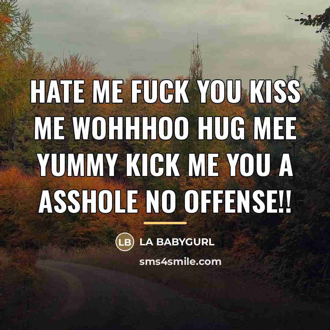 “HATE ME FUCK YOU KISS ME WOHHHOO HUG MEE YUMMY…” quote by LA BABYGURL