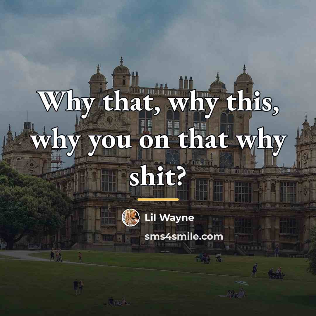 “Why that, why this, why you on that why shit?…” quote by Lil Wayne