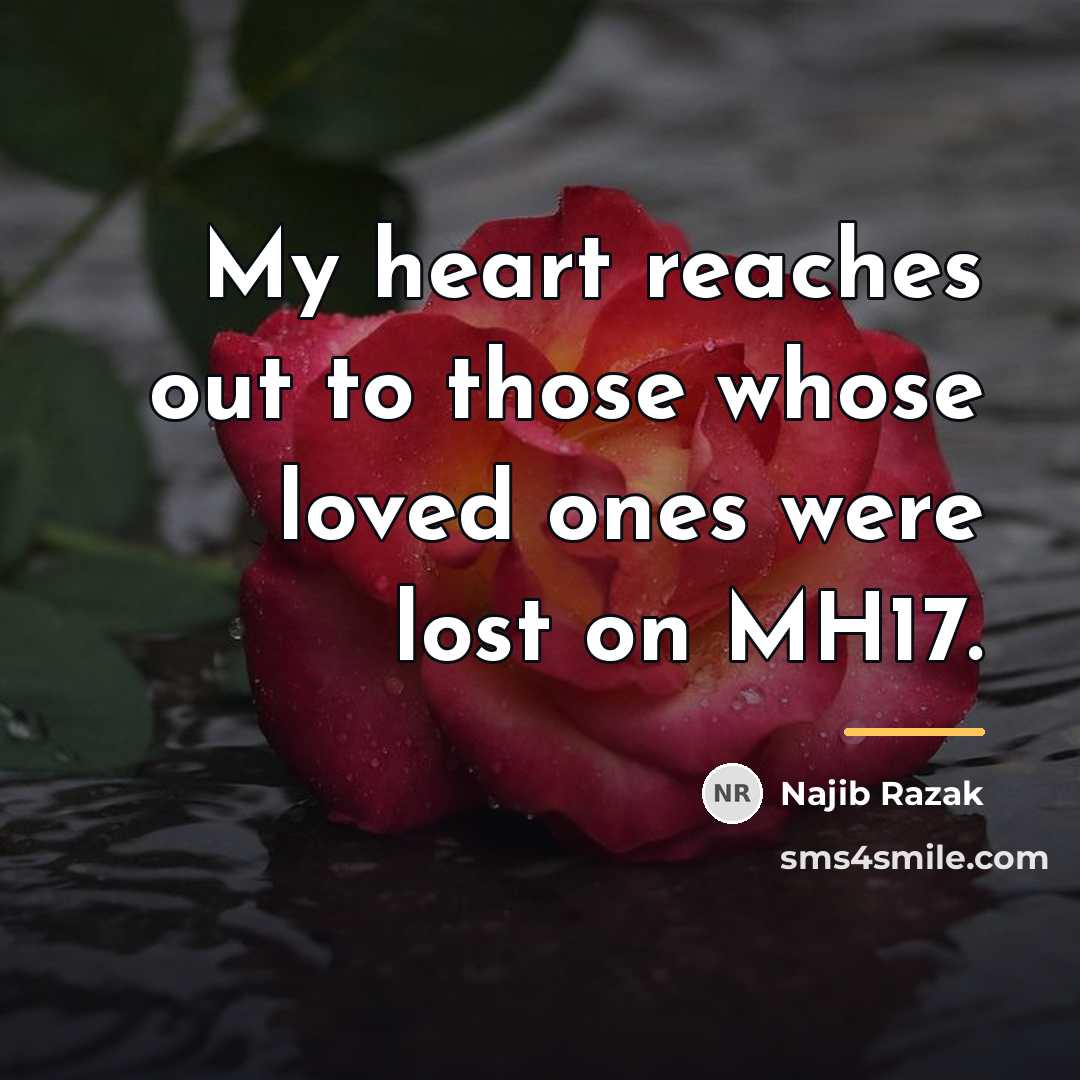 “My heart reaches out to those whose loved ones were…” quote by Najib Razak
