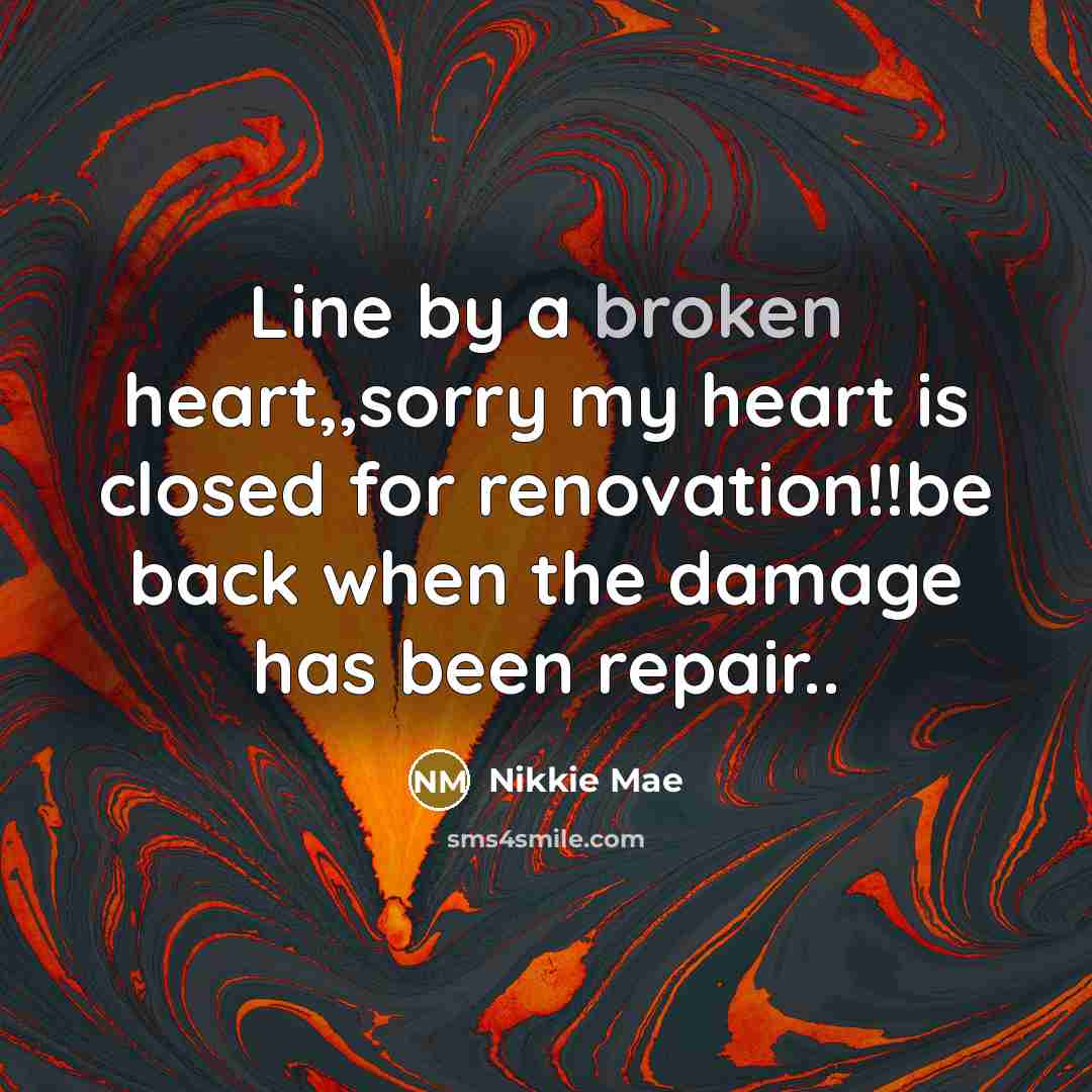 “Line by a broken heart,,sorry my heart is closed for…” quote by Nikkie Mae