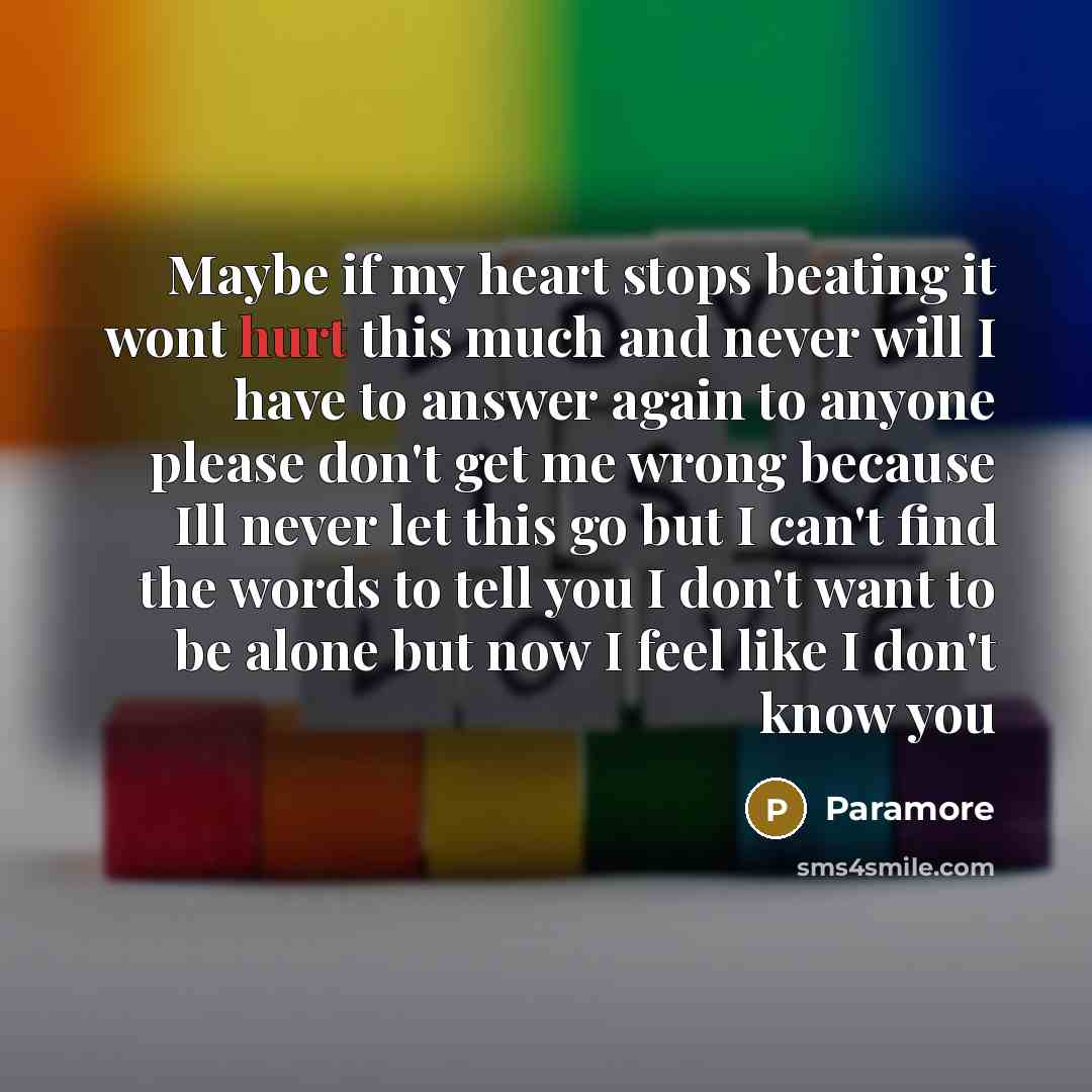 “Maybe if my heart stops beating it wont hurt this…” quote by Paramore