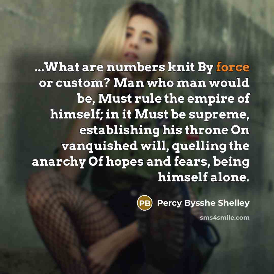 “...What are numbers knit By force or custom? Man who…” quote by Percy Bysshe Shelley