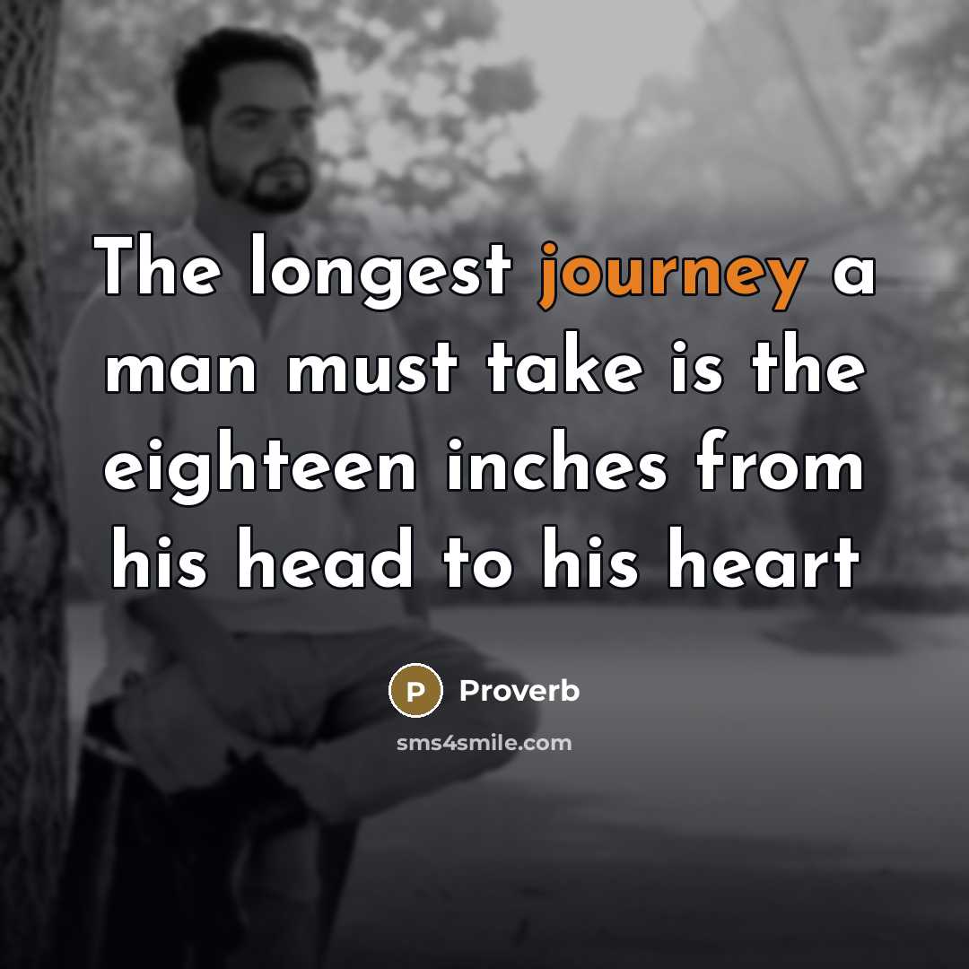 “The longest journey a man must take is the eighteen…” quote by Proverb