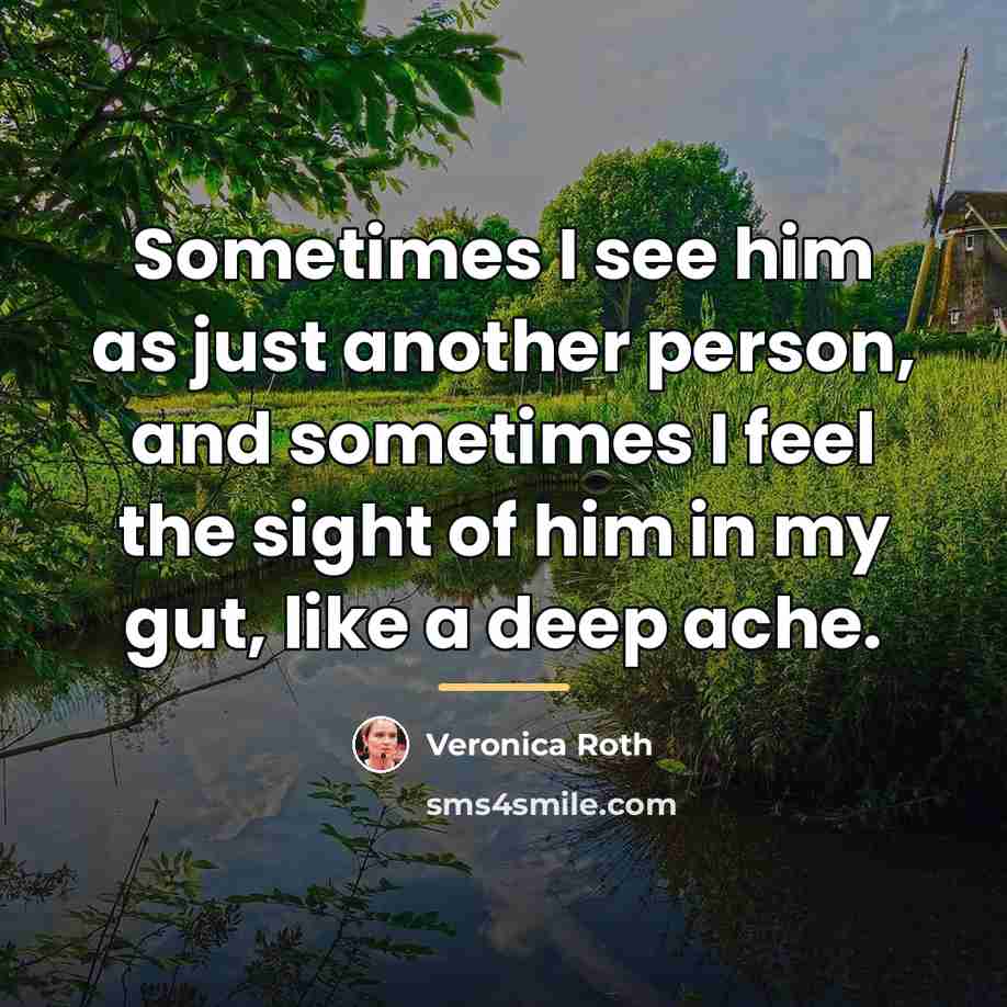 “Sometimes I see him as just another person, and sometimes…” quote by Veronica Roth