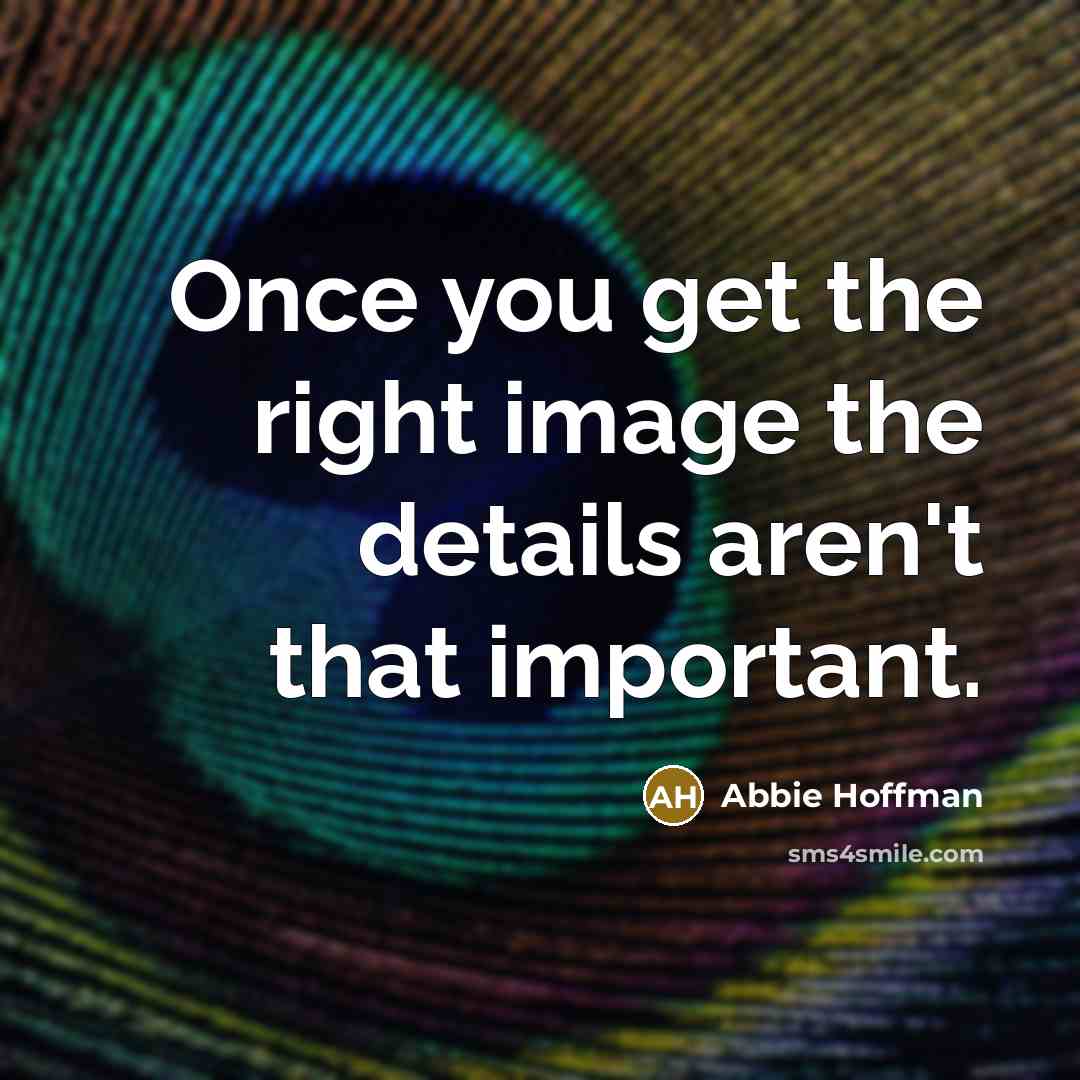 “Once you get the right image the details aren't that…” quote by Abbie Hoffman