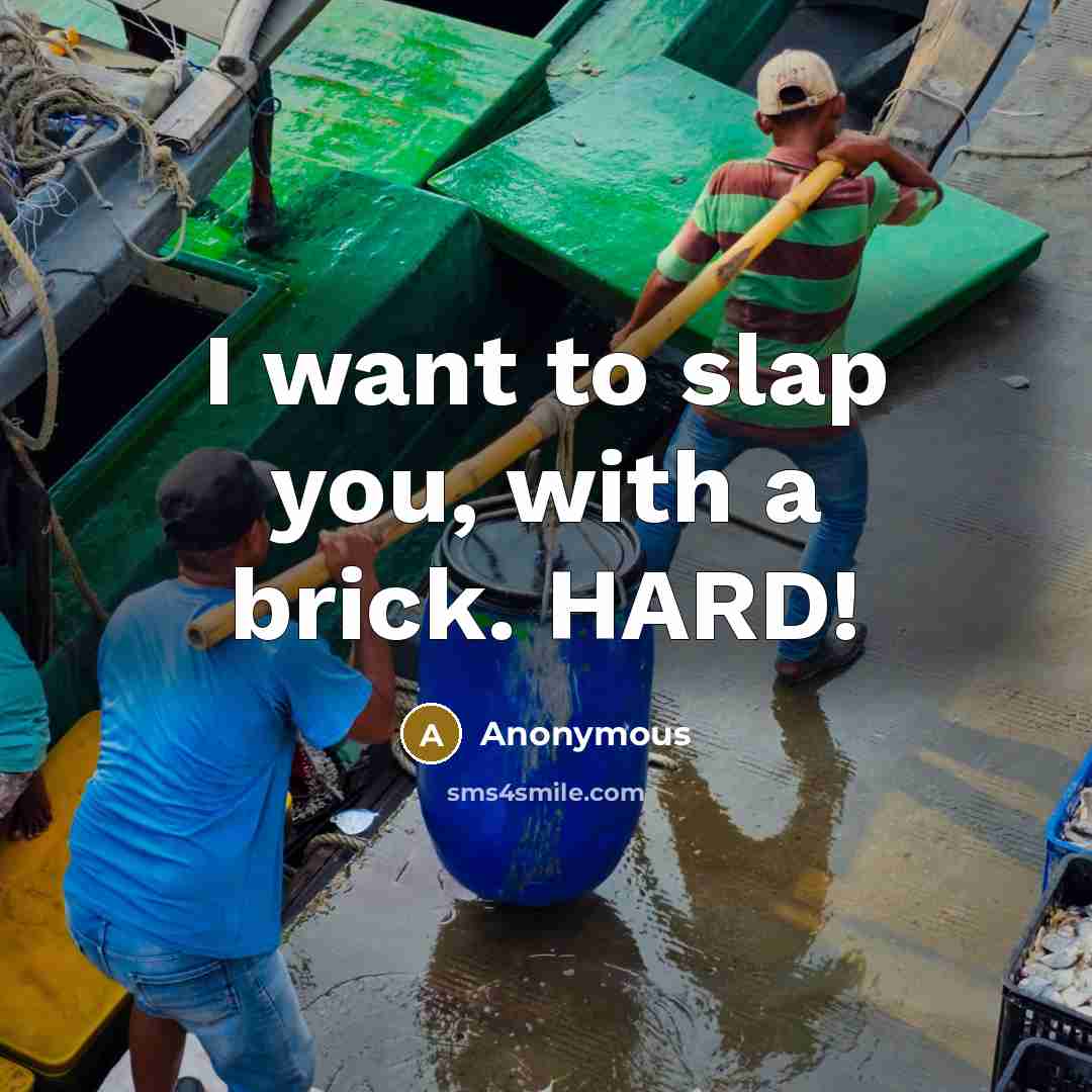 “I want to slap you, with a brick. HARD!…” quote by Anonymous