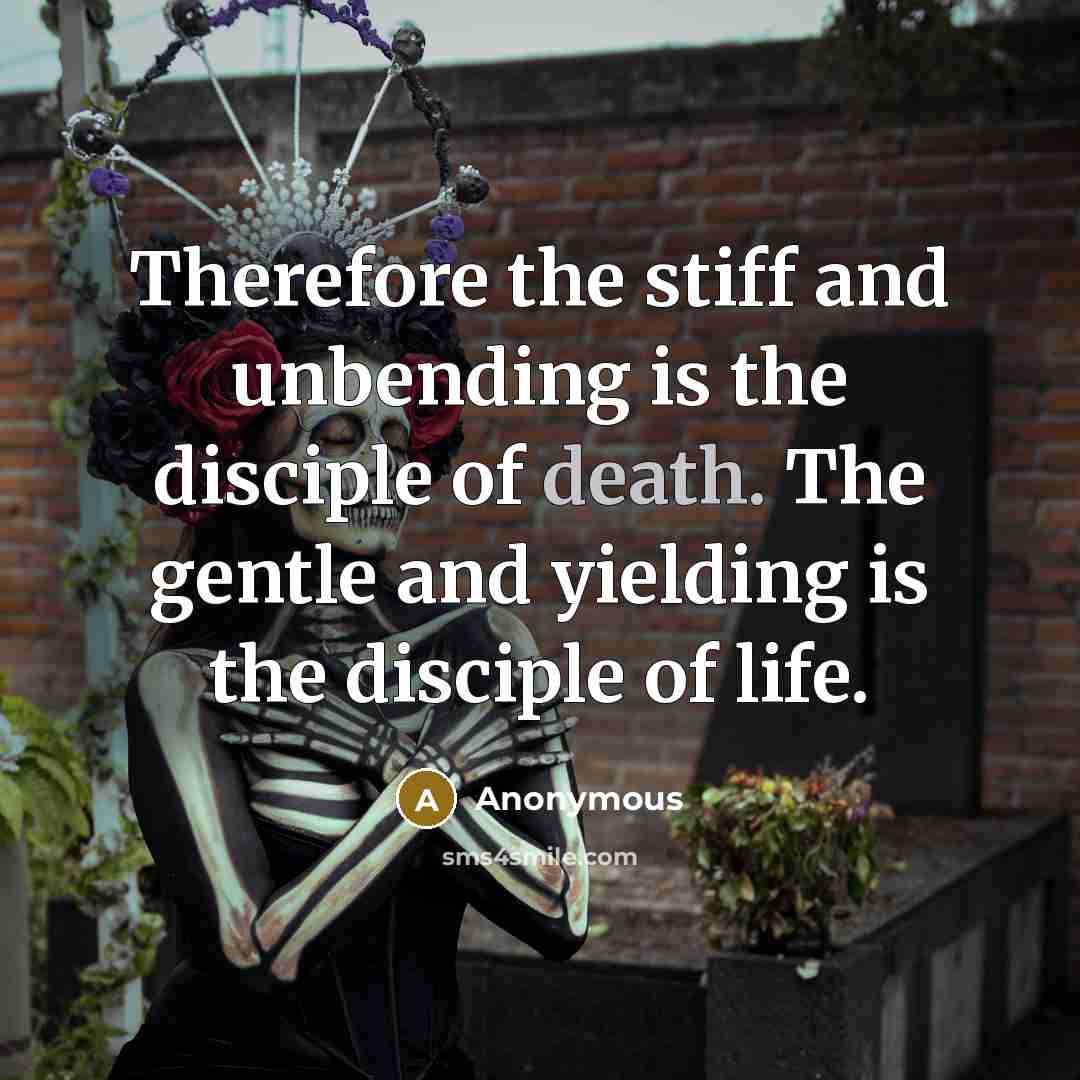“Therefore the stiff and unbending is the disciple of death.…” quote by Anonymous