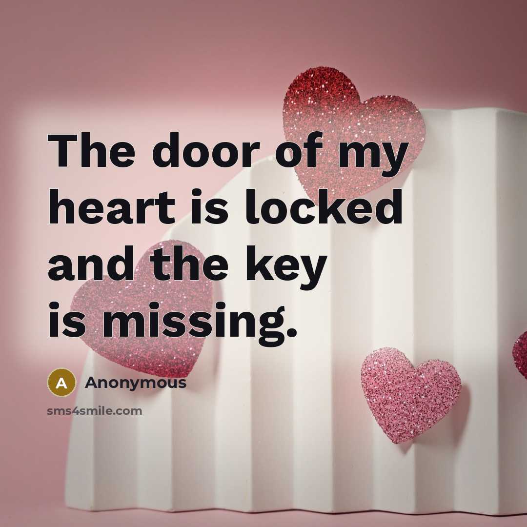 “The door of my heart is locked and the key…” quote by Anonymous