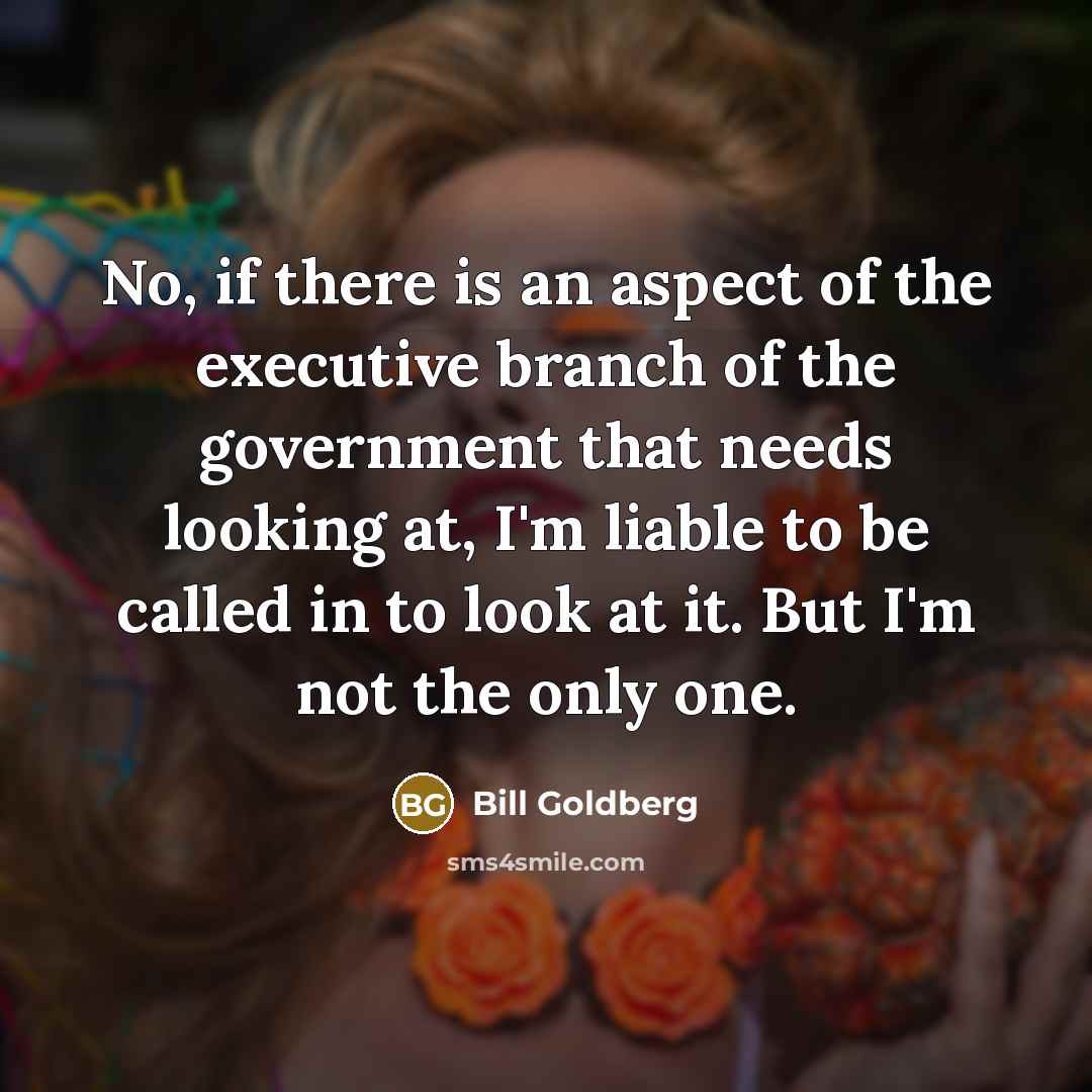 “No, if there is an aspect of the executive branch…” quote by Bill Goldberg