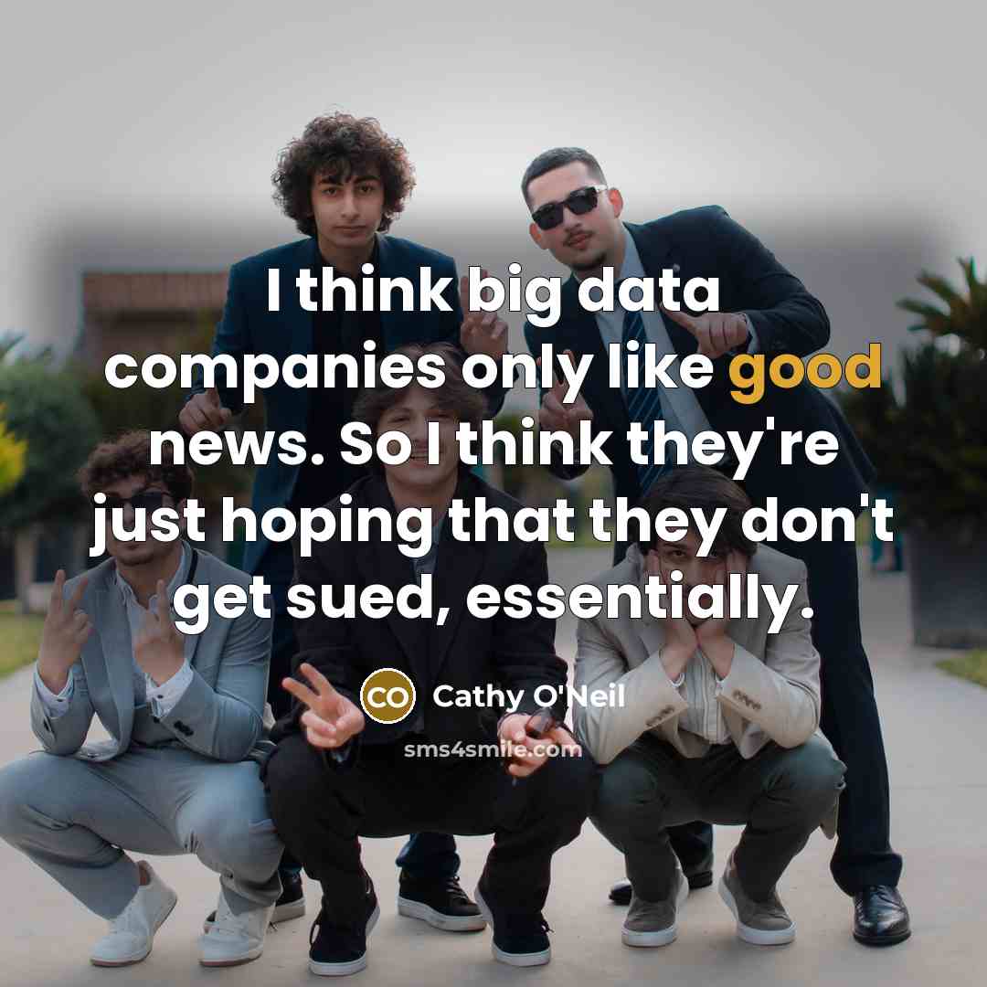 “I think big data companies only like good news. So…” quote by Cathy O'Neil
