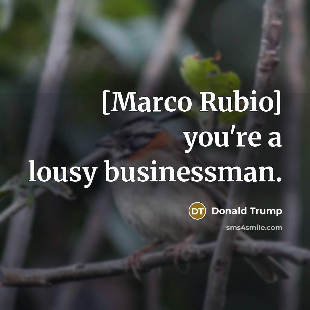 “[Marco Rubio] you're a lousy businessman.…” quote by Donald Trump