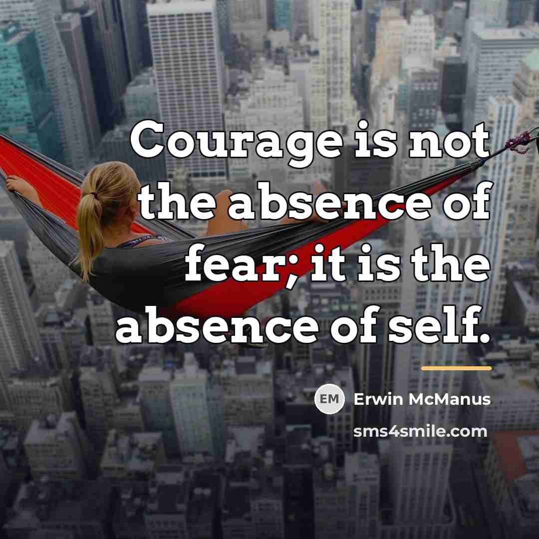 “Courage is not the absence of fear; it is the…” quote by Erwin McManus