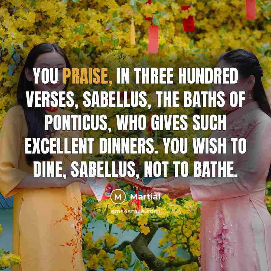 “You praise, in three hundred verses, Sabellus, the baths of…” quote by Martial