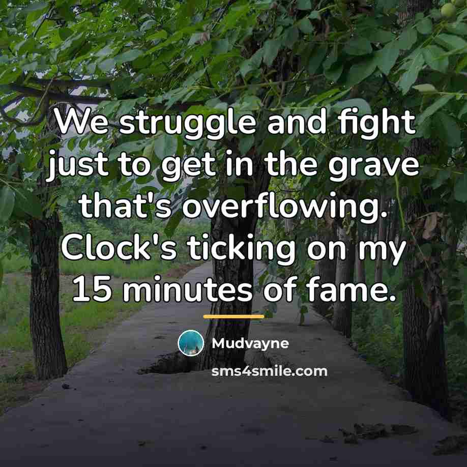 “We struggle and fight just to get in the grave…” quote by Mudvayne