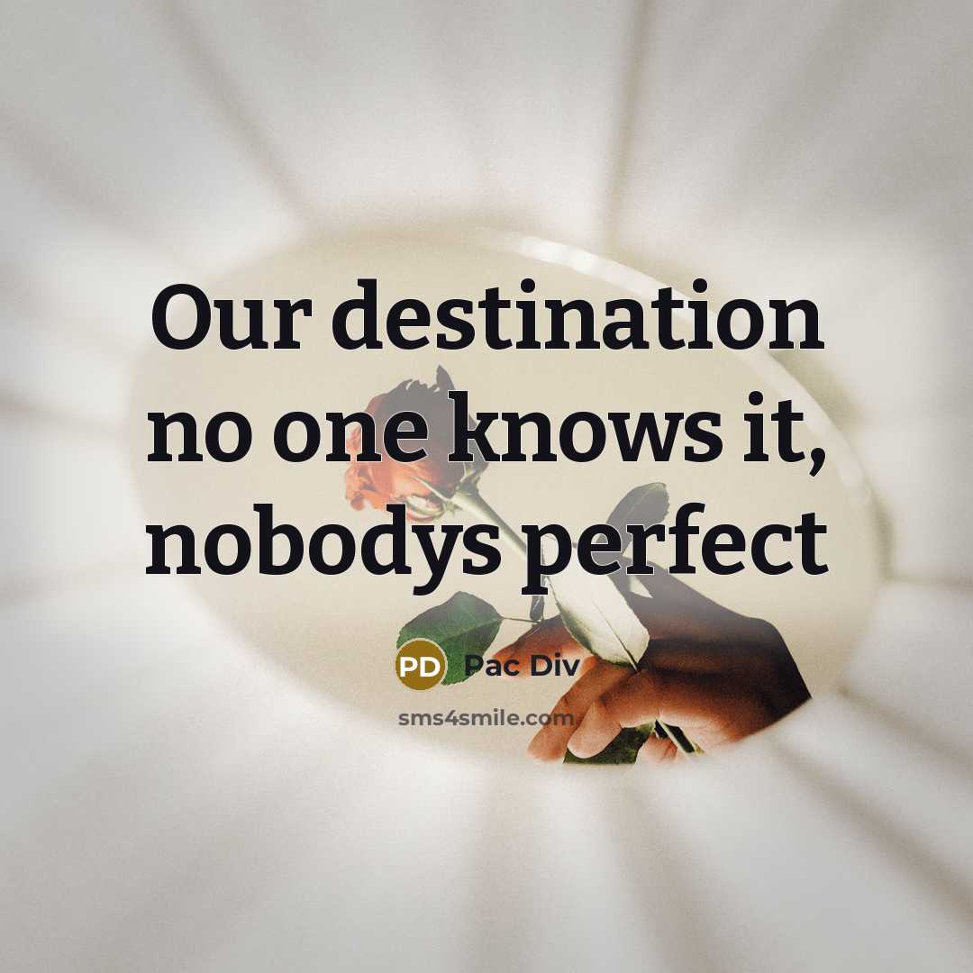 “Our destination no one knows it, nobodys perfect” quote by Pac Div