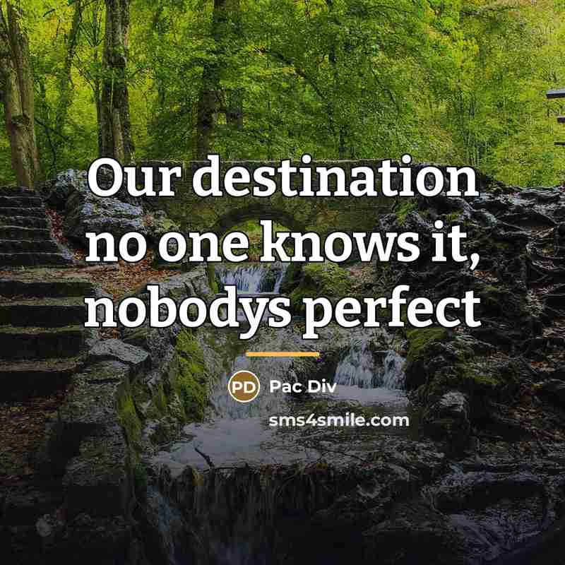 “Our destination no one knows it, nobodys perfect…” quote by Pac Div