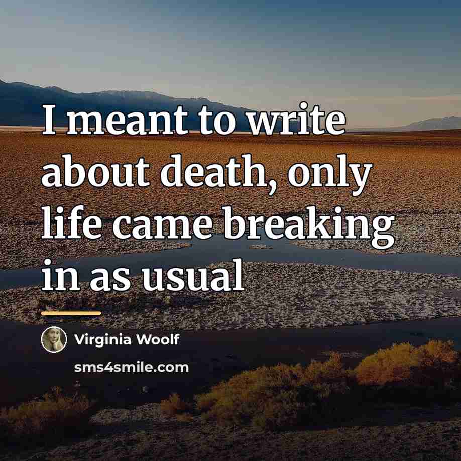 “I meant to write about death, only life came breaking…” quote by Virginia Woolf