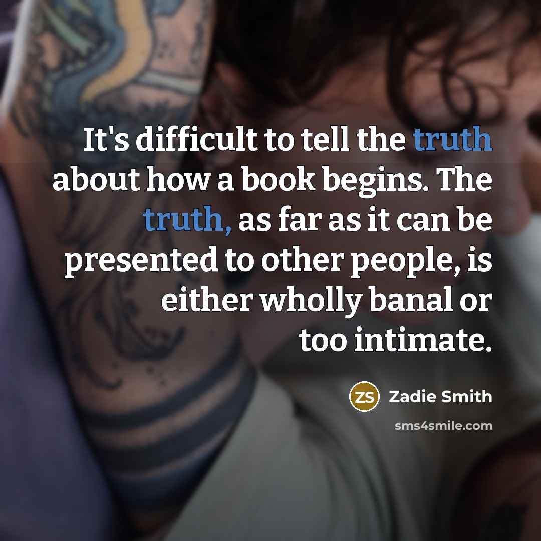 “It's difficult to tell the truth about how a book…” quote by Zadie Smith