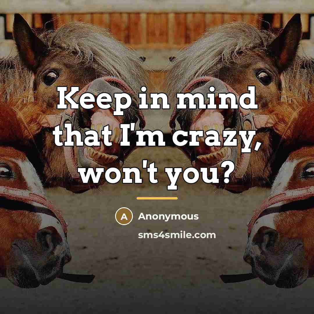 “Keep in mind that I'm crazy, won't you?…” quote by Anonymous