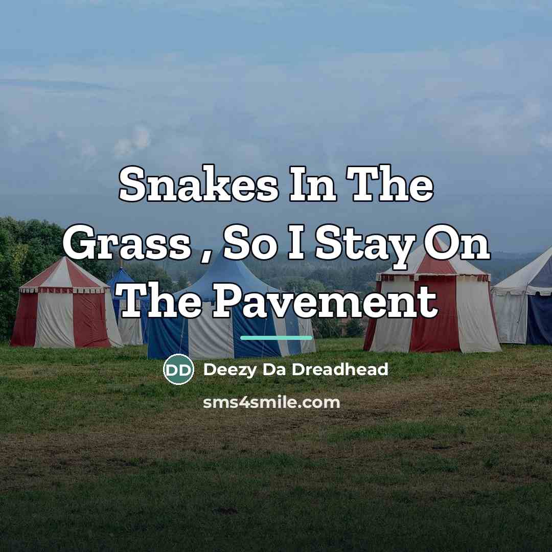 “Snakes In The Grass , So I Stay On The…” quote by Deezy Da Dreadhead