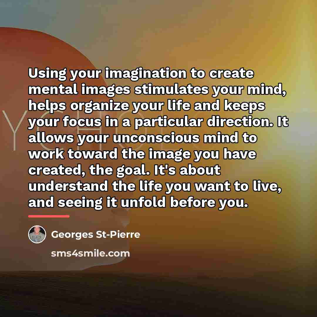 “Using your imagination to create mental images stimulates your mind,…” quote by Georges St-Pierre