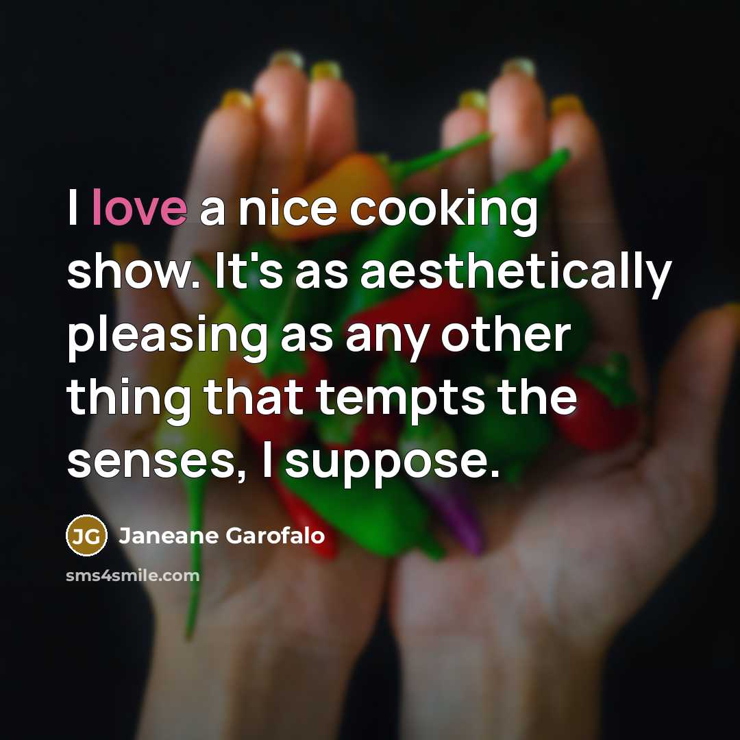 “I love a nice cooking show. It's as aesthetically pleasing…” quote by Janeane Garofalo