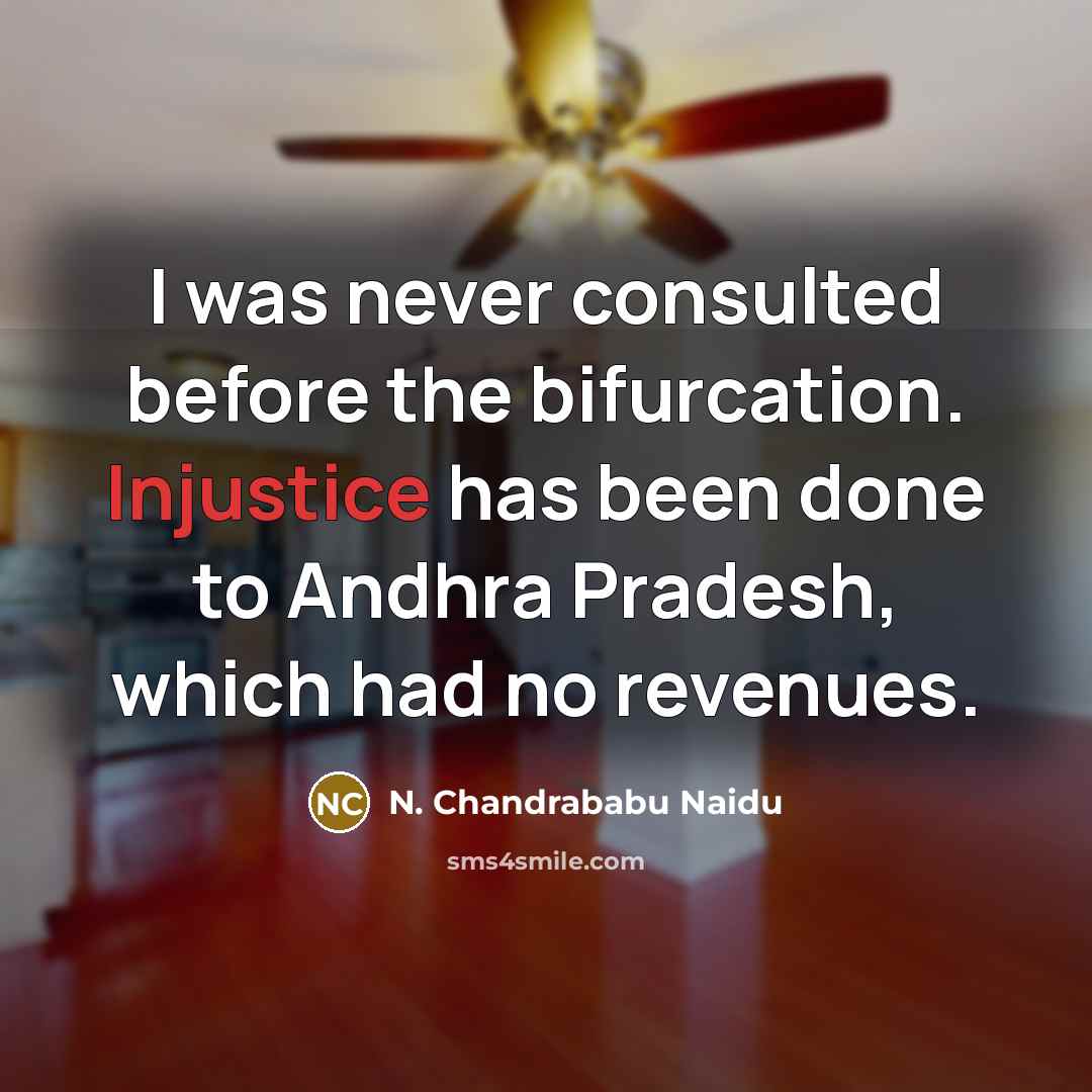 “I was never consulted before the bifurcation. Injustice has been…” quote by N. Chandrababu Naidu