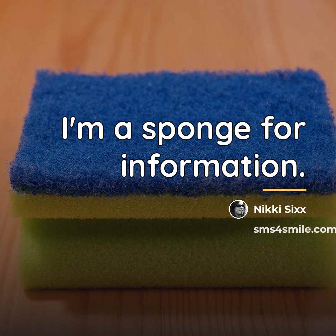 “I'm a sponge for information.…” quote by Nikki Sixx