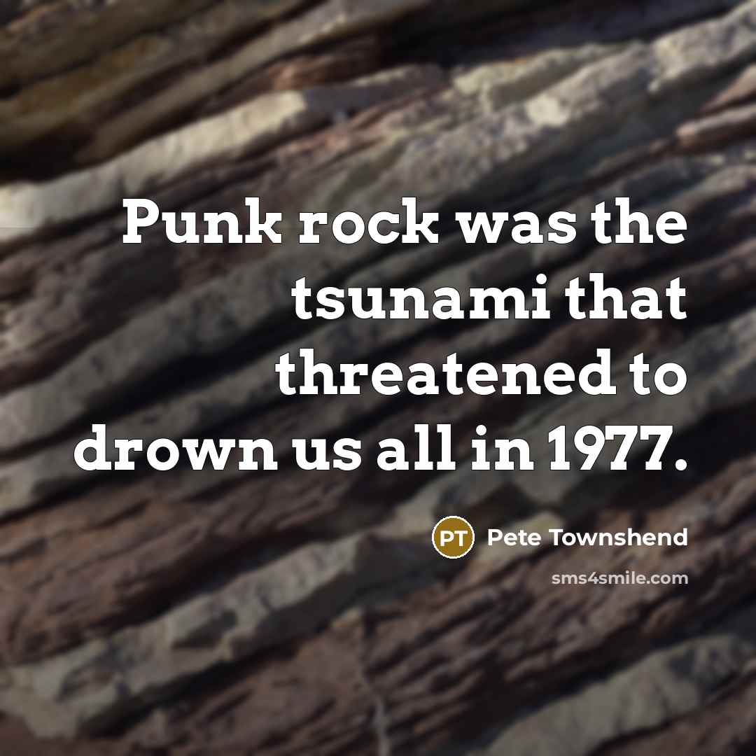 “Punk rock was the tsunami that threatened to drown us…” quote by Pete Townshend