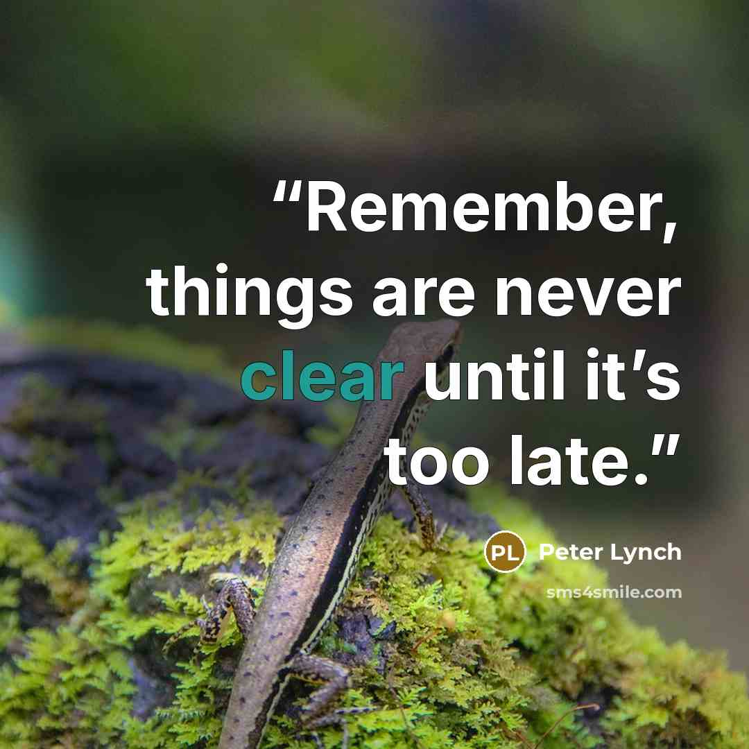 “Remember, things are never clear until it’s too late.” quote by Peter Lynch