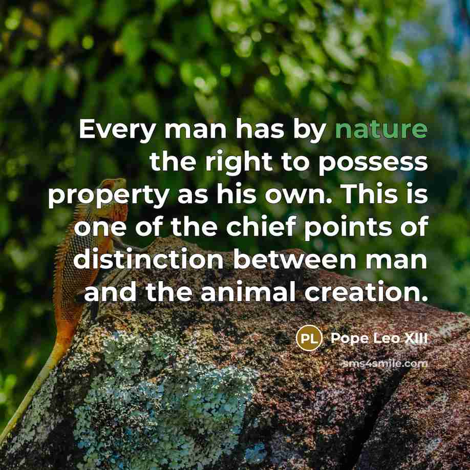 “Every man has by nature the right to possess property…” quote by Pope Leo XIII