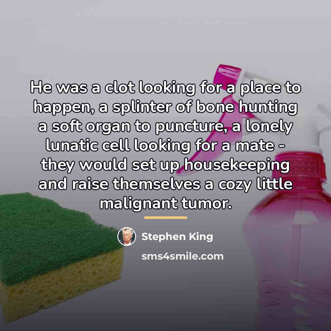 “He was a clot looking for a place to happen,…” quote by Stephen King