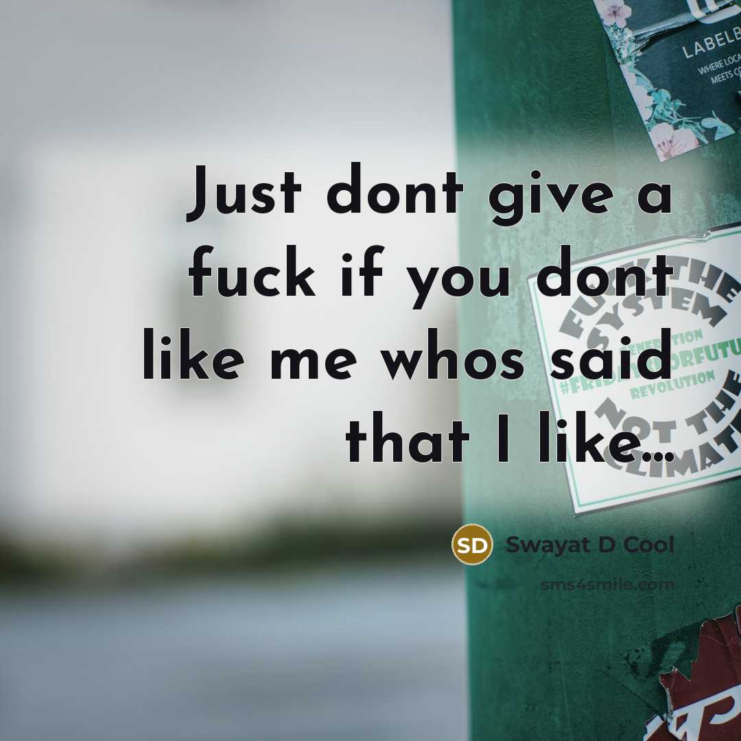 “Just dont give a fuck if you dont like me…” quote by Swayat D Cool