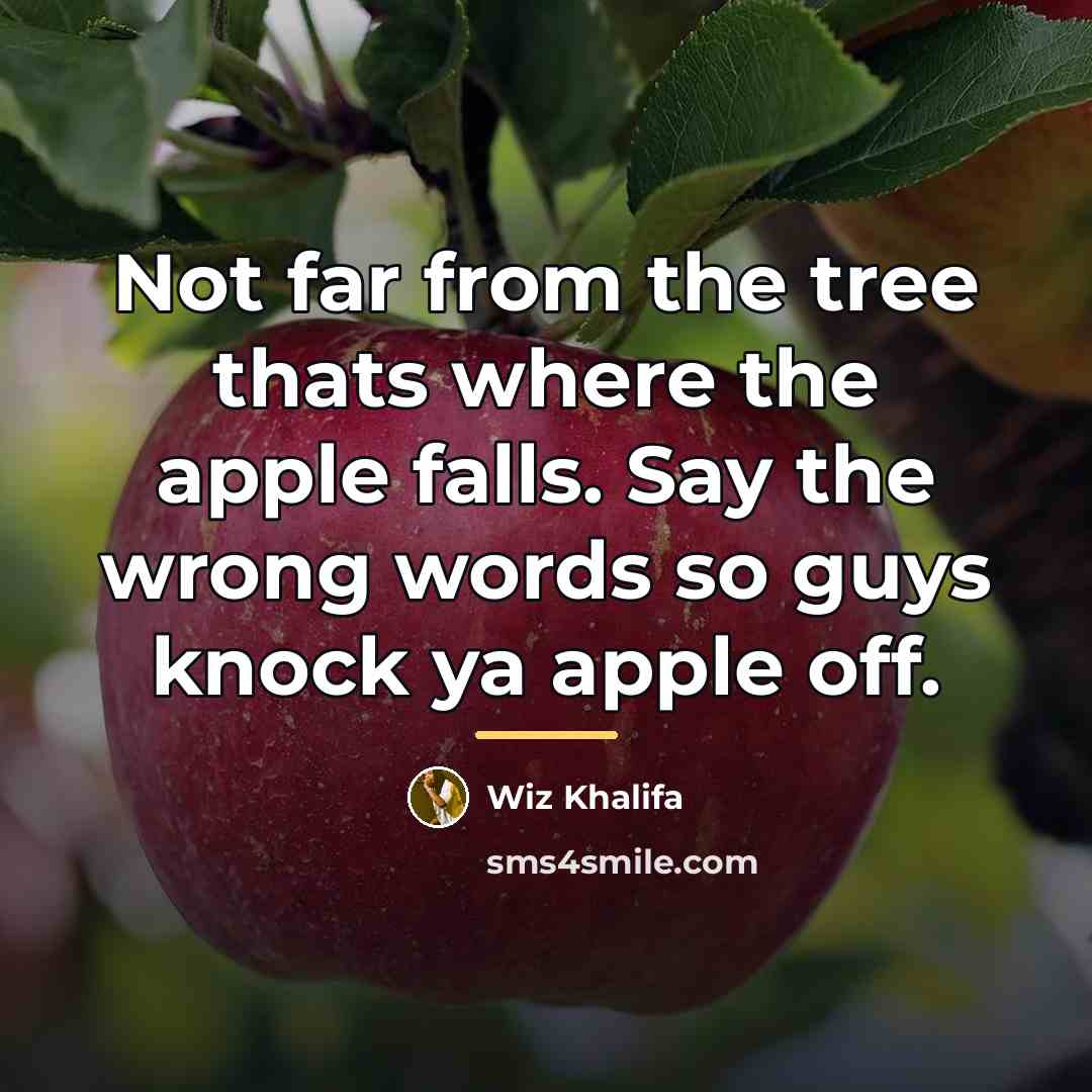 “Not far from the tree thats where the apple falls.…” quote by Wiz Khalifa