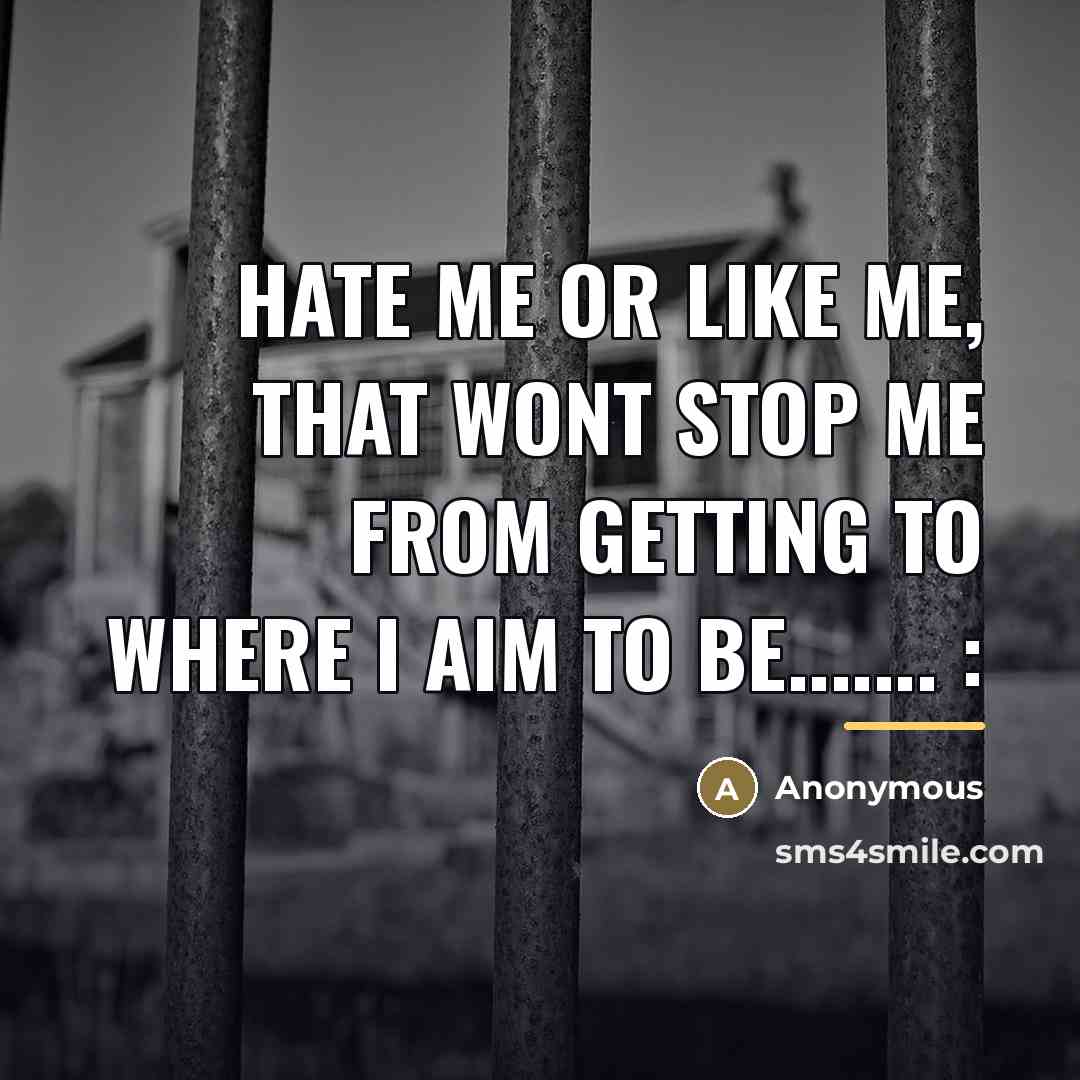 “Hate me or like me, that wont stop me from…” quote by Anonymous