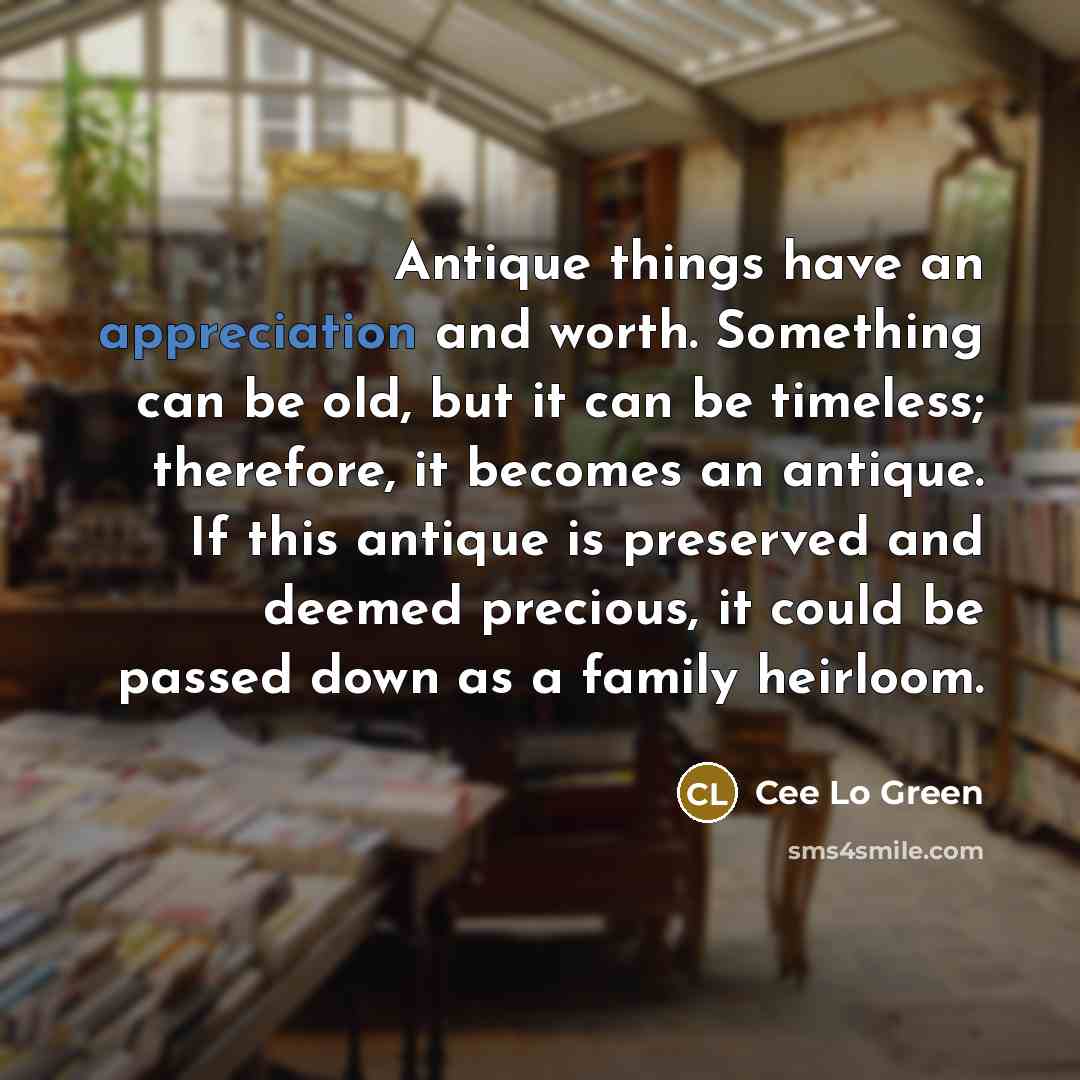 “Antique things have an appreciation and worth. Something can be…” quote by Cee Lo Green