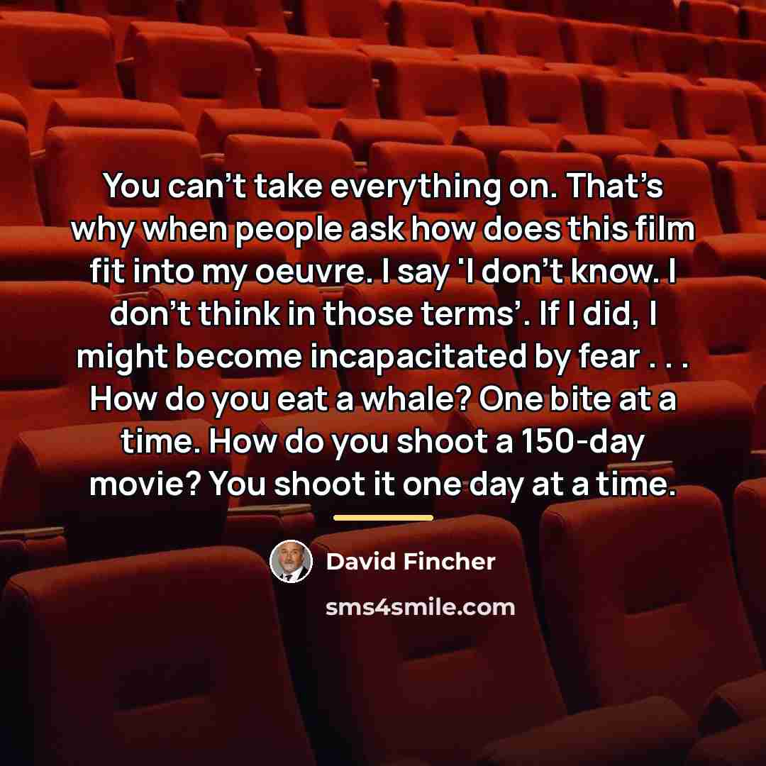 “You can’t take everything on. That’s why when people ask…” quote by David Fincher