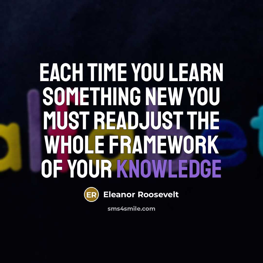 “Each time you learn something new you must readjust the…” quote by Eleanor Roosevelt