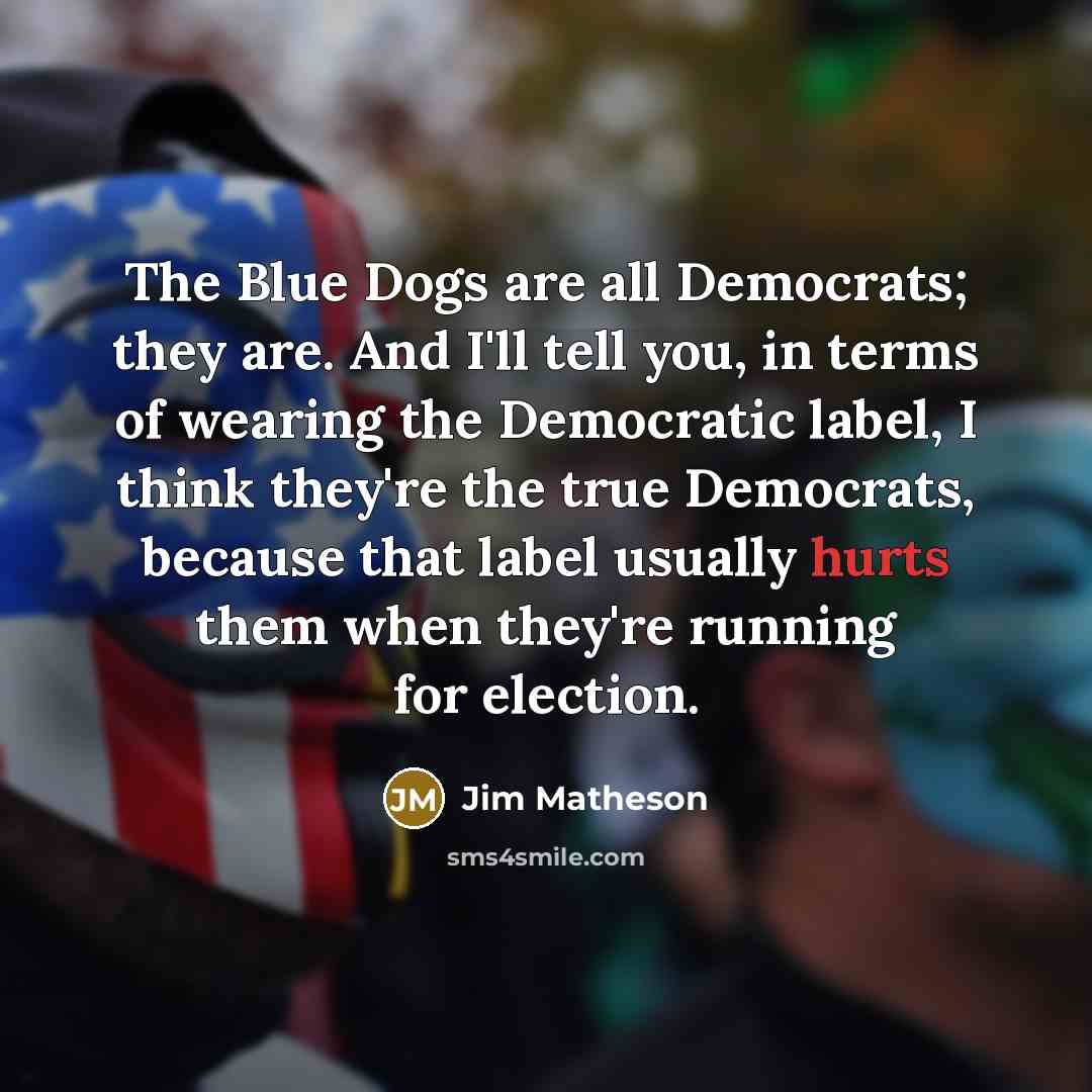 “The Blue Dogs are all Democrats; they are. And I'll…” quote by Jim Matheson