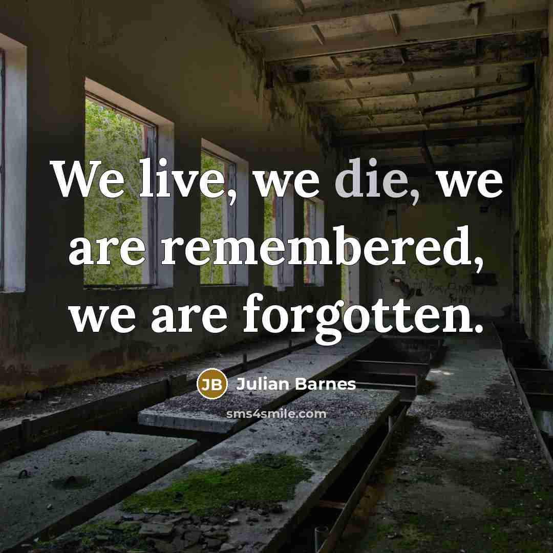 “We live, we die, we are remembered, we are forgotten.…” quote by Julian Barnes