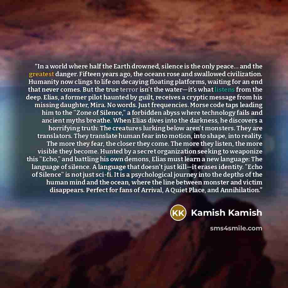 “In a world where half the Earth drowned, silence is the only peace… and the greatest danger. Fifteen years ago, the oceans rose and swallowed civilization. Humanity now clings to life on decaying floating platforms, waiting for an end that never comes. But the true terror isn’t the water—it’s what…” quote by Kamish Kamish